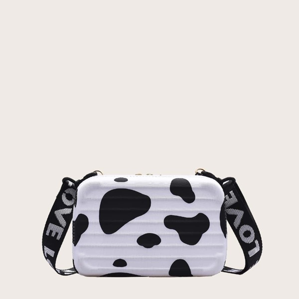 

Girls Cow Print Crossbody Bag, Black and white