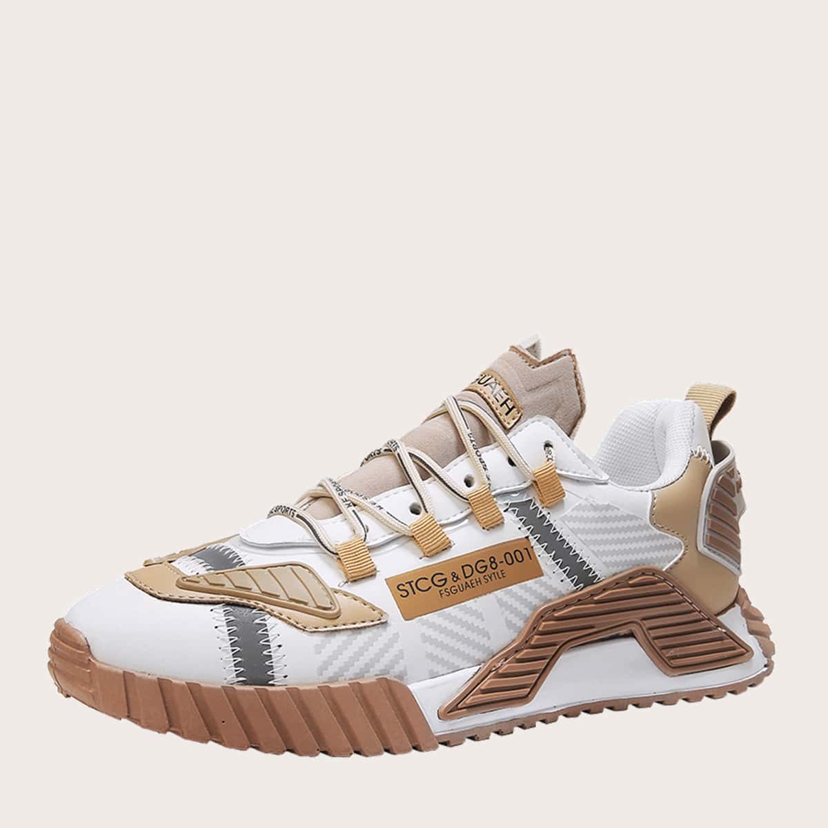

Guys Color Block Lace-up Front Sneakers, Beige