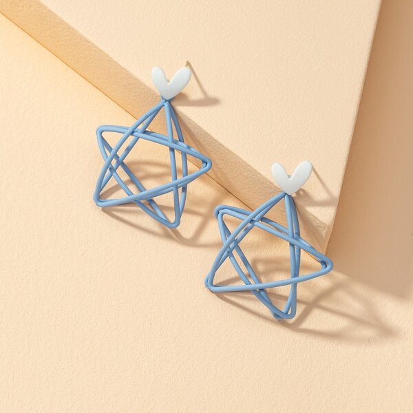

Star Decor Drop Earrings, Blue