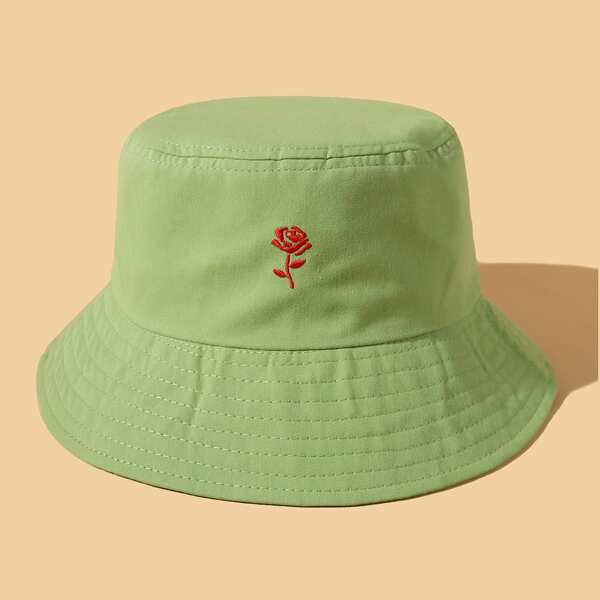 

Flower Embroidery Bucket Hat, Green