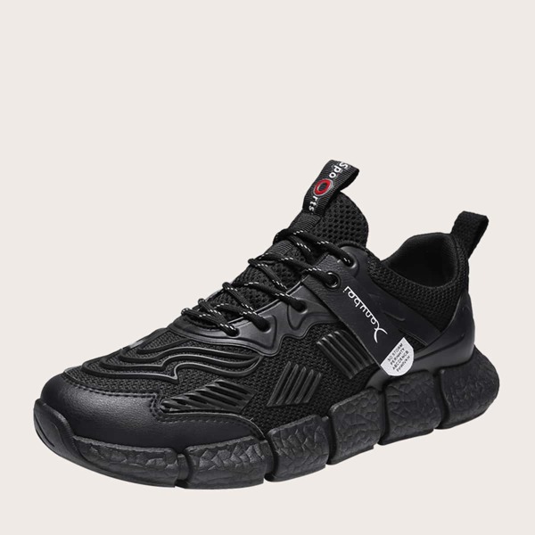 

Men Lace-up Front Wide Fit Sneakers, Black