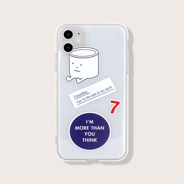 

Чехол для iPhone с текстовым принтом, Прозрачный