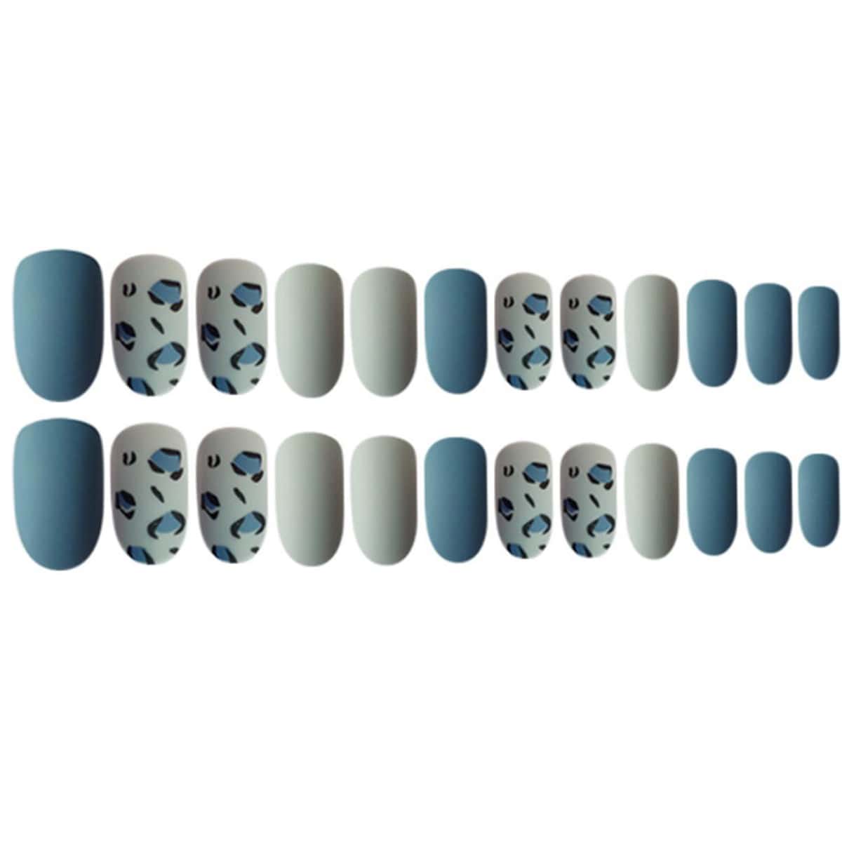 

24pcs Matte Leopard Fake Nail, Multicolor