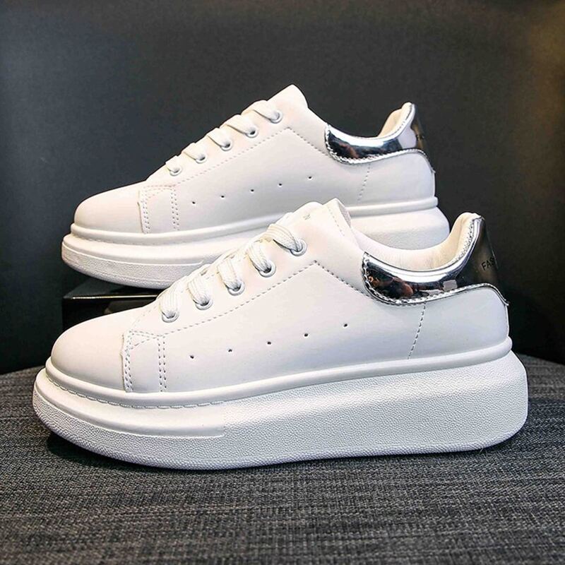 

Metallic Lace-up Skate Shoes, White