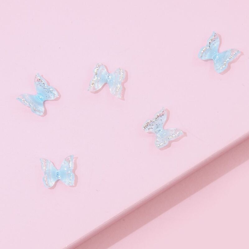 

5pcs Butterfly Nail Art Decoration, Blue
