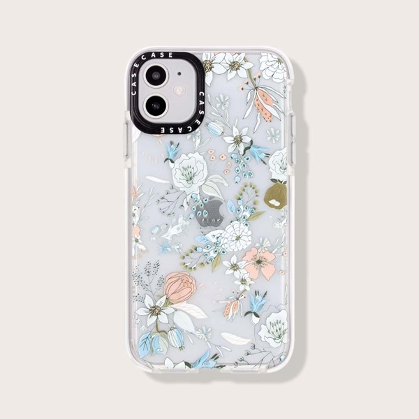

Flower Print Clear iPhone Case, Multicolor