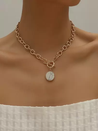 Ожерелье с круглым декором и мраморным узором | SHEIN Россия - Топ-100 товаров на SHEIN