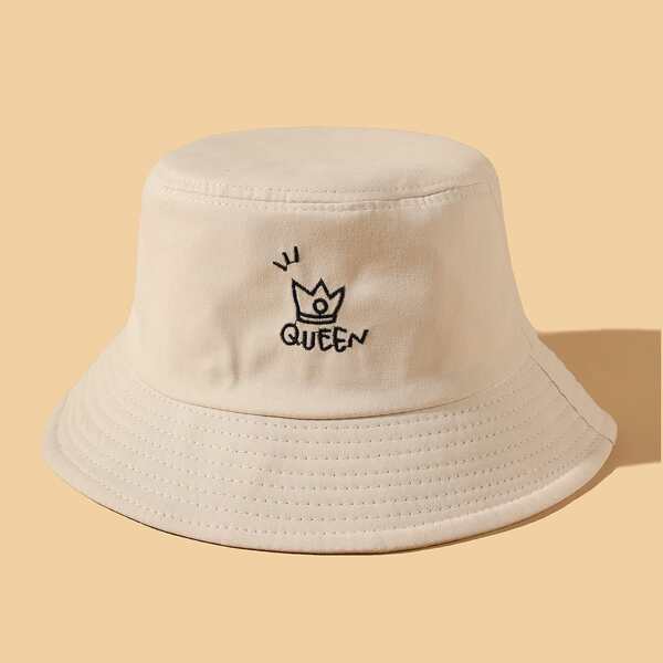 

Letter Embroidery Bucket Hat, Beige