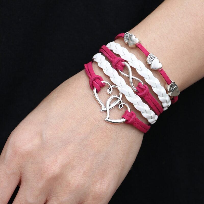 

Heart Decor Layered Bracelet, Multicolor