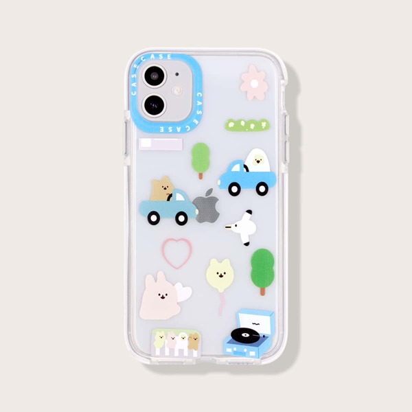 

Cartoon Graphic Clear iPhone Case, Multicolor