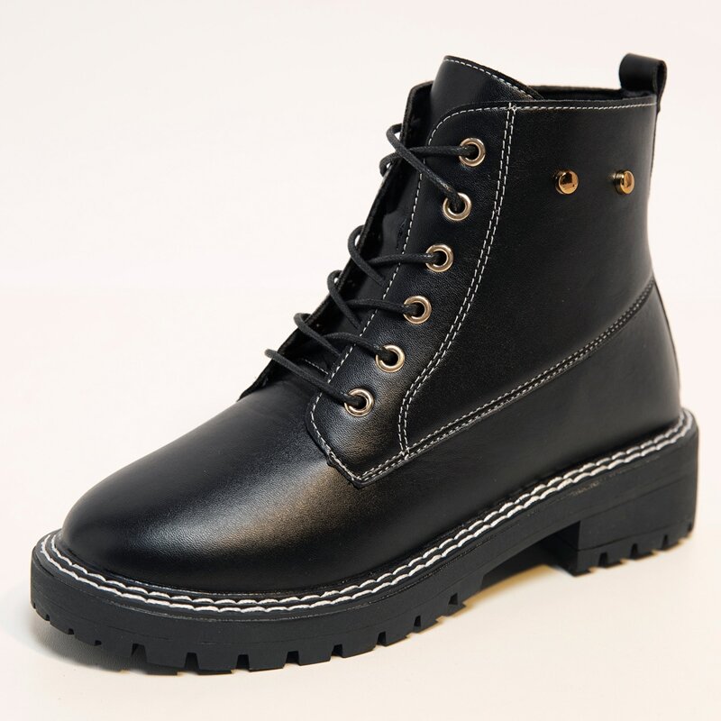 

Lace-up Front Combat Boots, Black