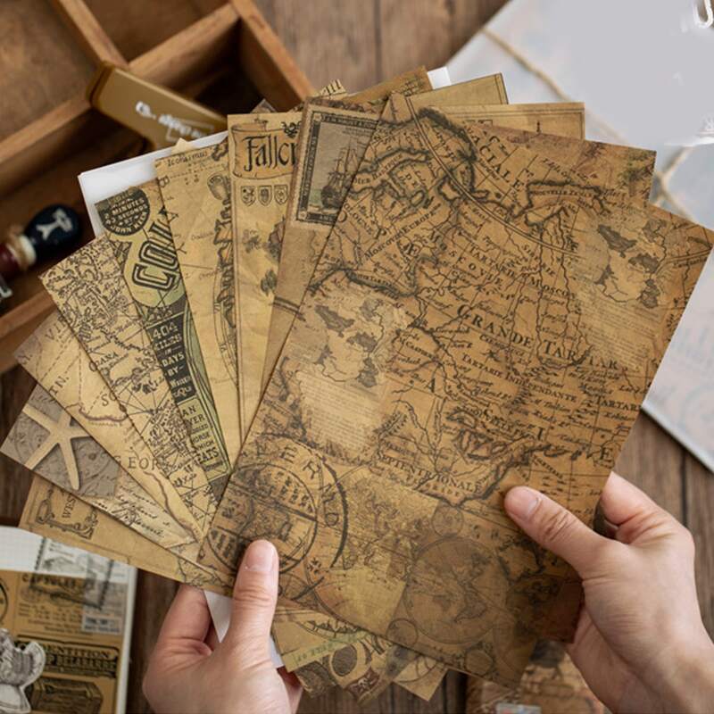 

10sheets Vintage Pattern Random Material Paper, Multicolor