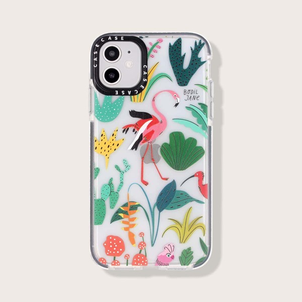 

Прозрачный чехол для iPhone с рисунком растений и животных, Многоцветный