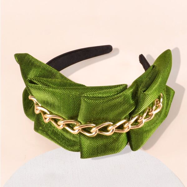 

Chain Decor Layered Fabric Hair Hoop, Green