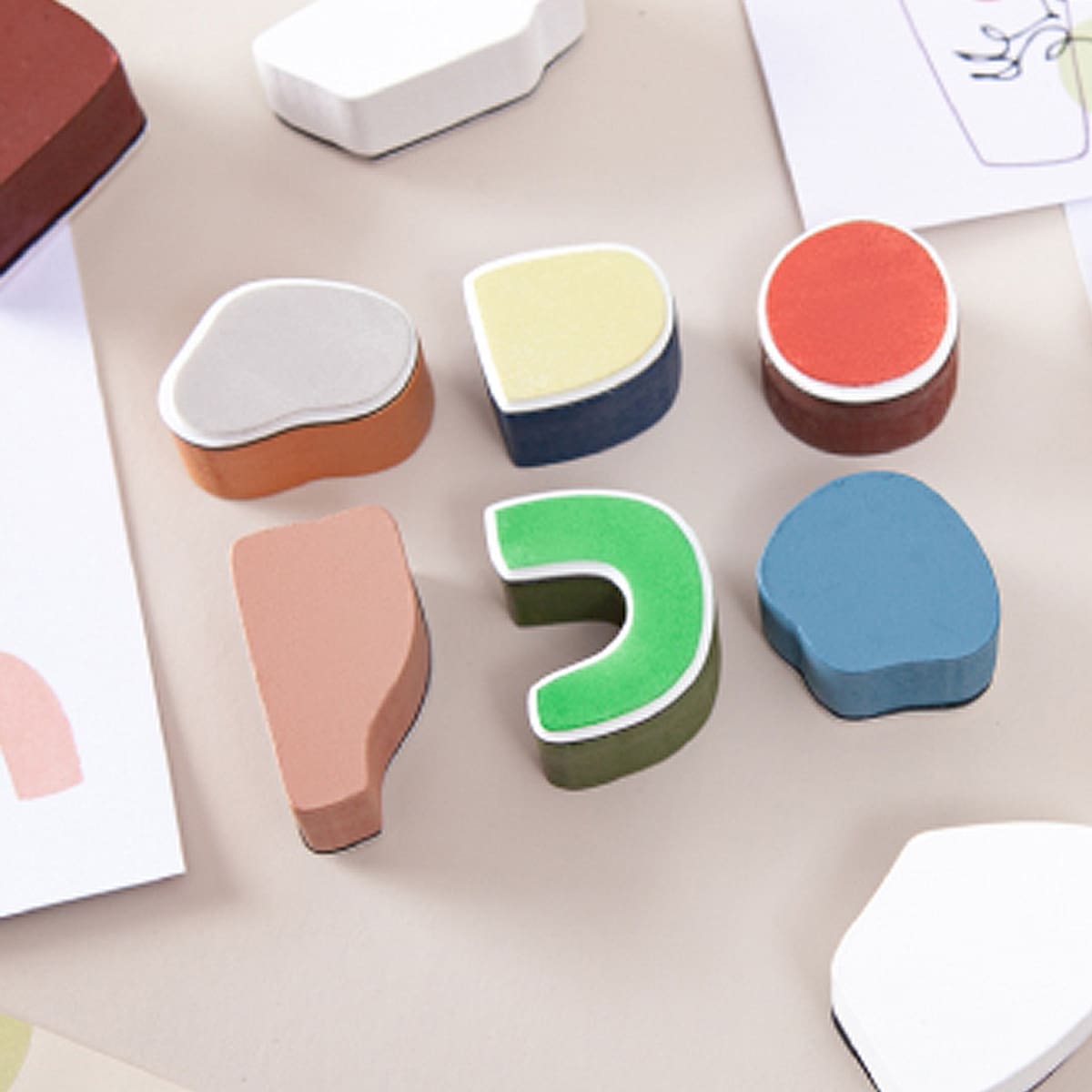 

1pc Random Abstract Wooden Stamp, Multicolor