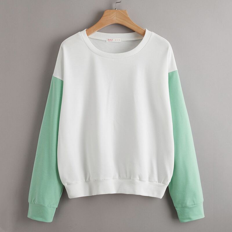 

Solid Colorblock Drop Shoulder Sweatshirt, Multicolor
