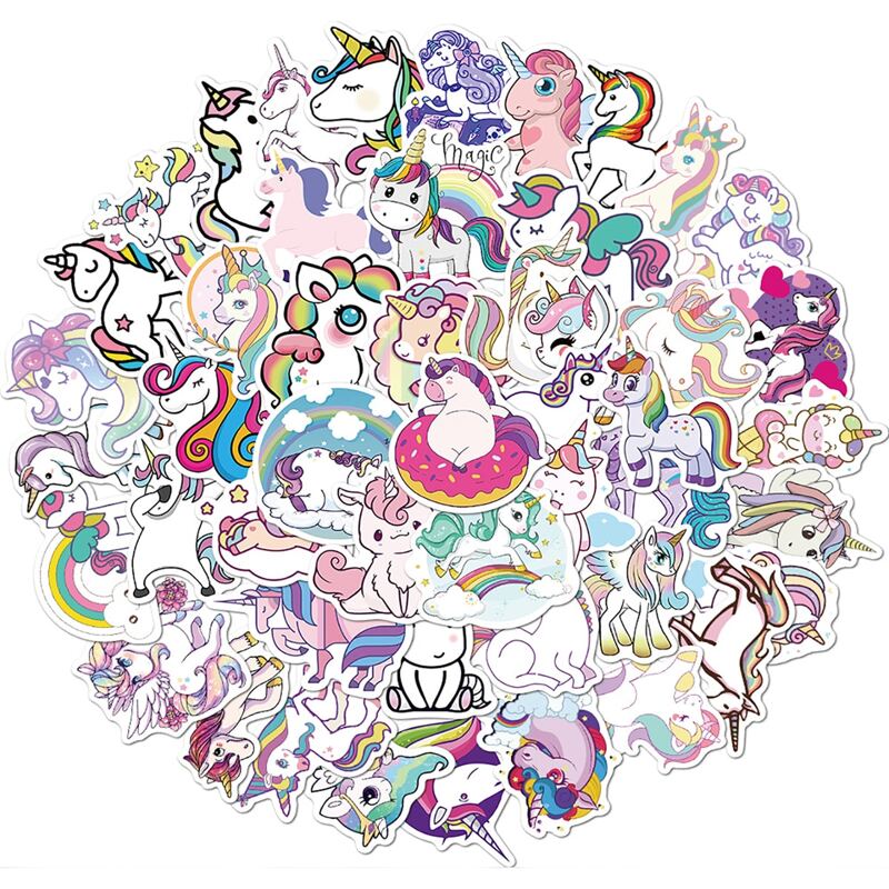 

50pcs Unicorn Pattern Decal, Multicolor