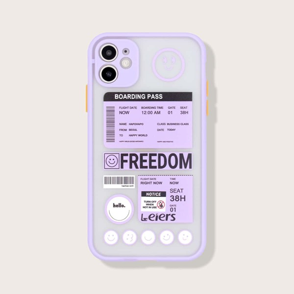 

Boarding Pass Contrast Frame iPhone Case, Purple