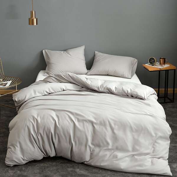 

Solid Color Bedding Set Without Filler, Light grey