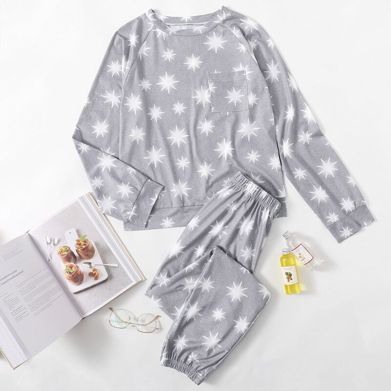 

Star Print Pocket From PJ Set, Light grey