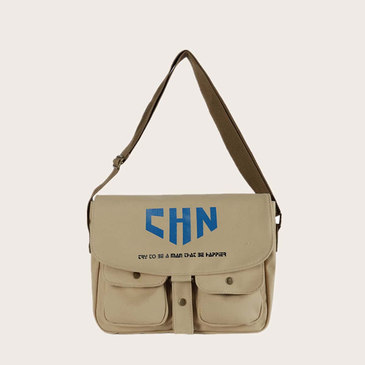 

Guys Letter Graphic Flap Crossbody Bag, Khaki