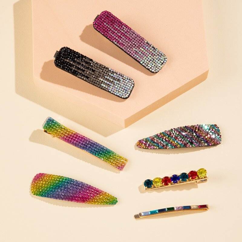 

7pcs Rhinestone Decor Hair Clip, Multicolor