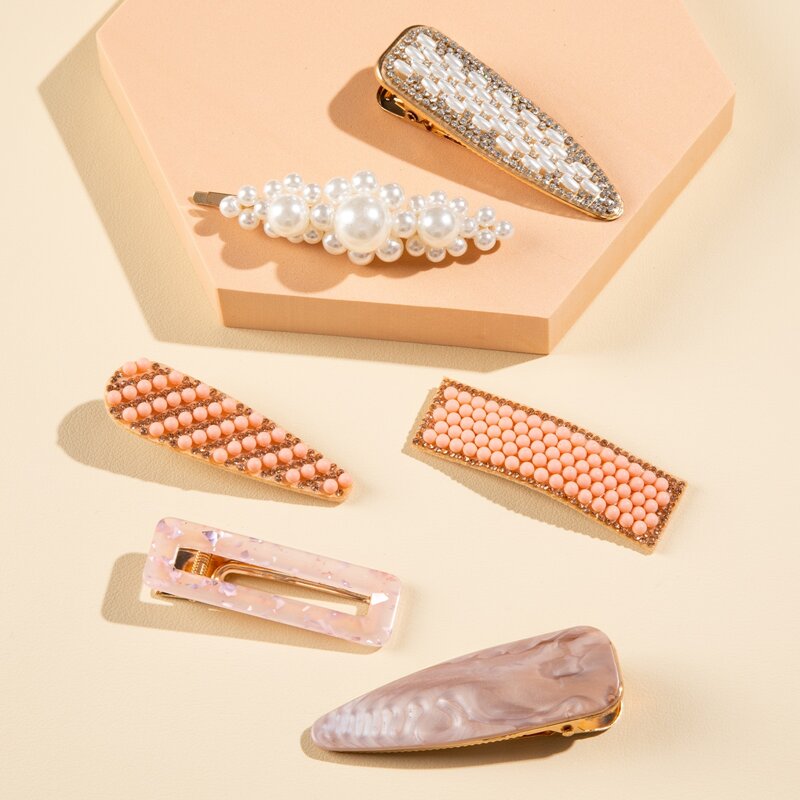 

6pcs Faux Pearl Decor Hair Clip, Multicolor