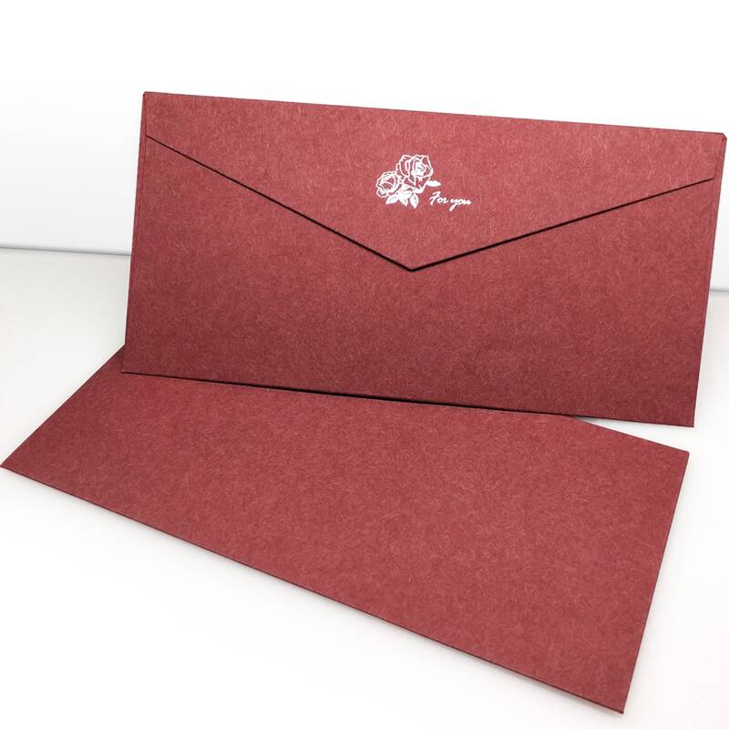

2pcs Rose Print Envelope, Red
