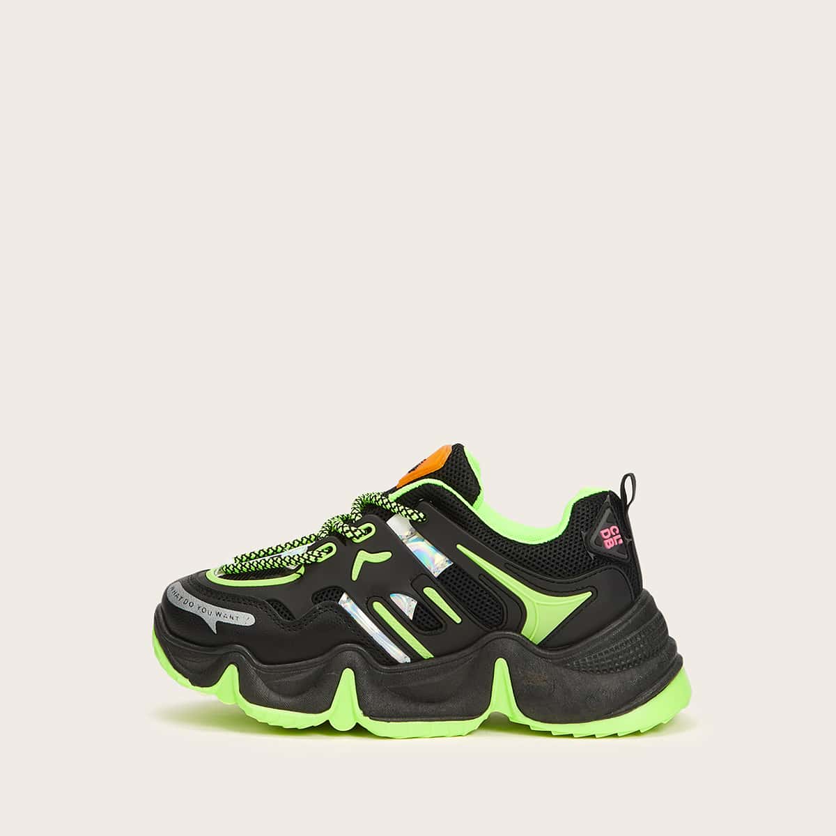 

Colorblock Lace-up Chunky Trainers, Multicolor