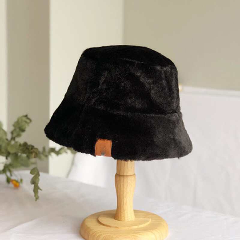 

Solid Fluffy Bucket Hat, Black