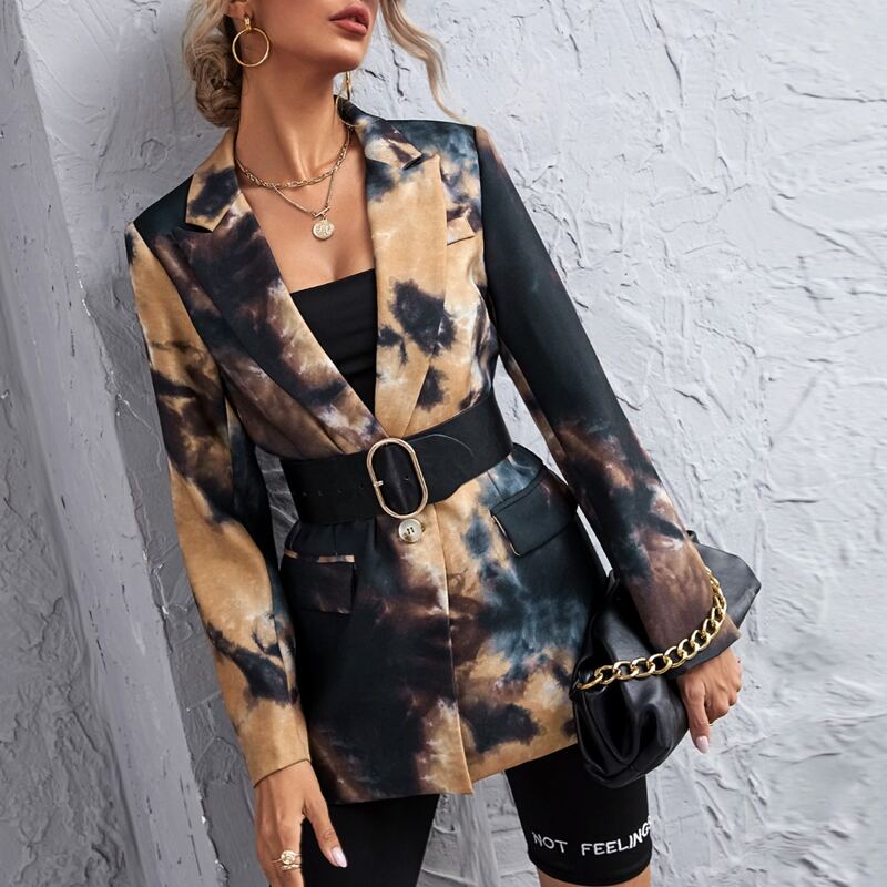 

Tie Dye Blazer Without Belted, Multicolor