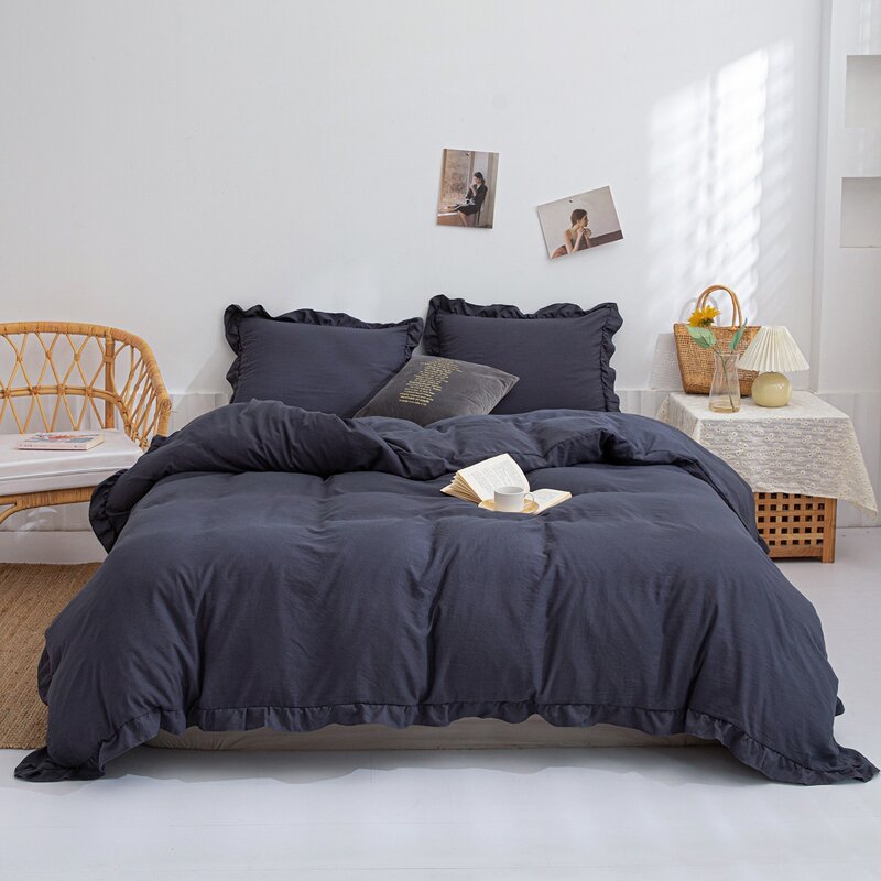 

Solid Color Bedding Set Without Filler, Navy blue