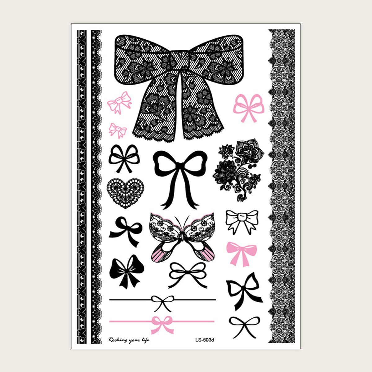 

1sheet Flower & Bow Pattern Tattoo, Multicolor