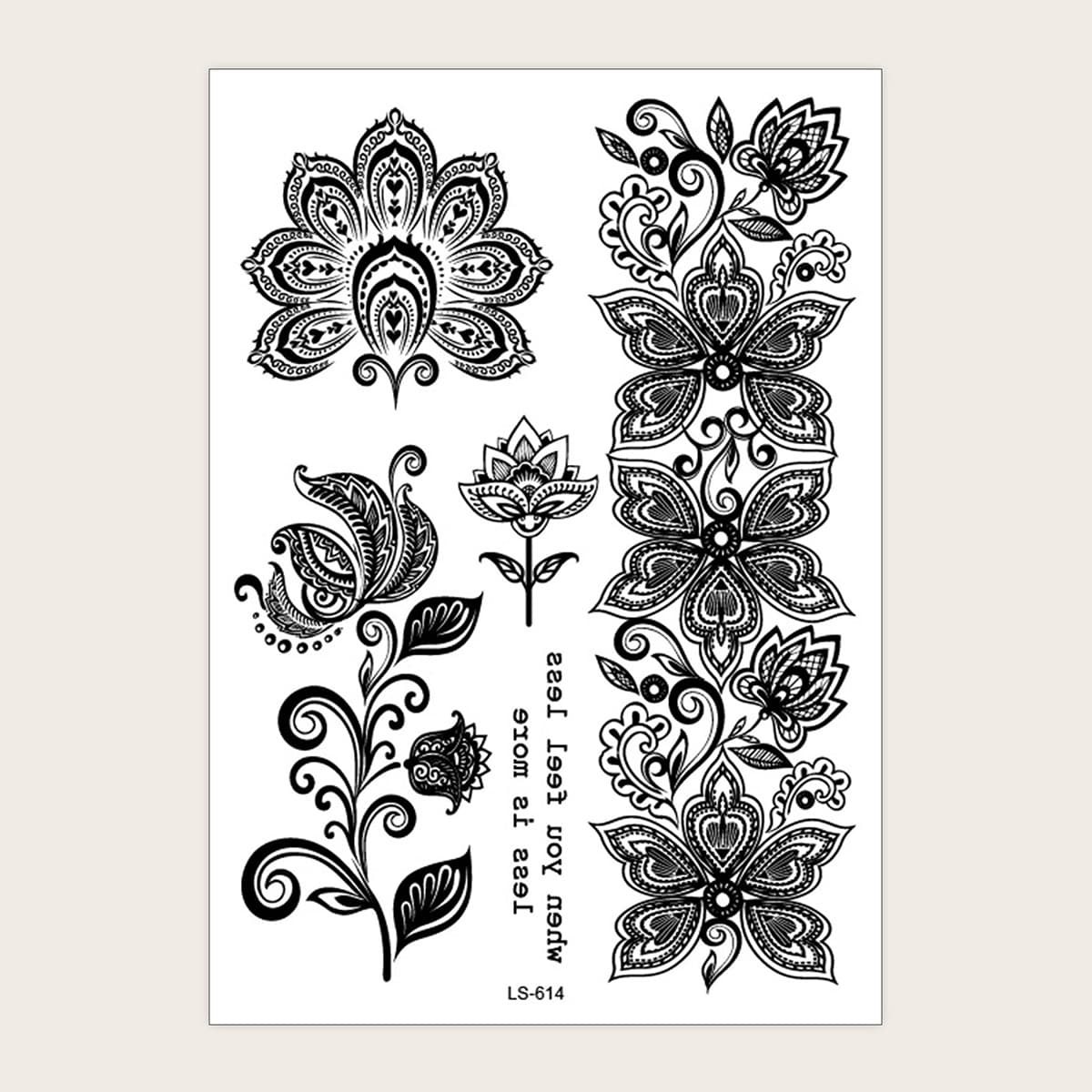 

1sheet Flower & Butterfly Pattern Tattoo, Black