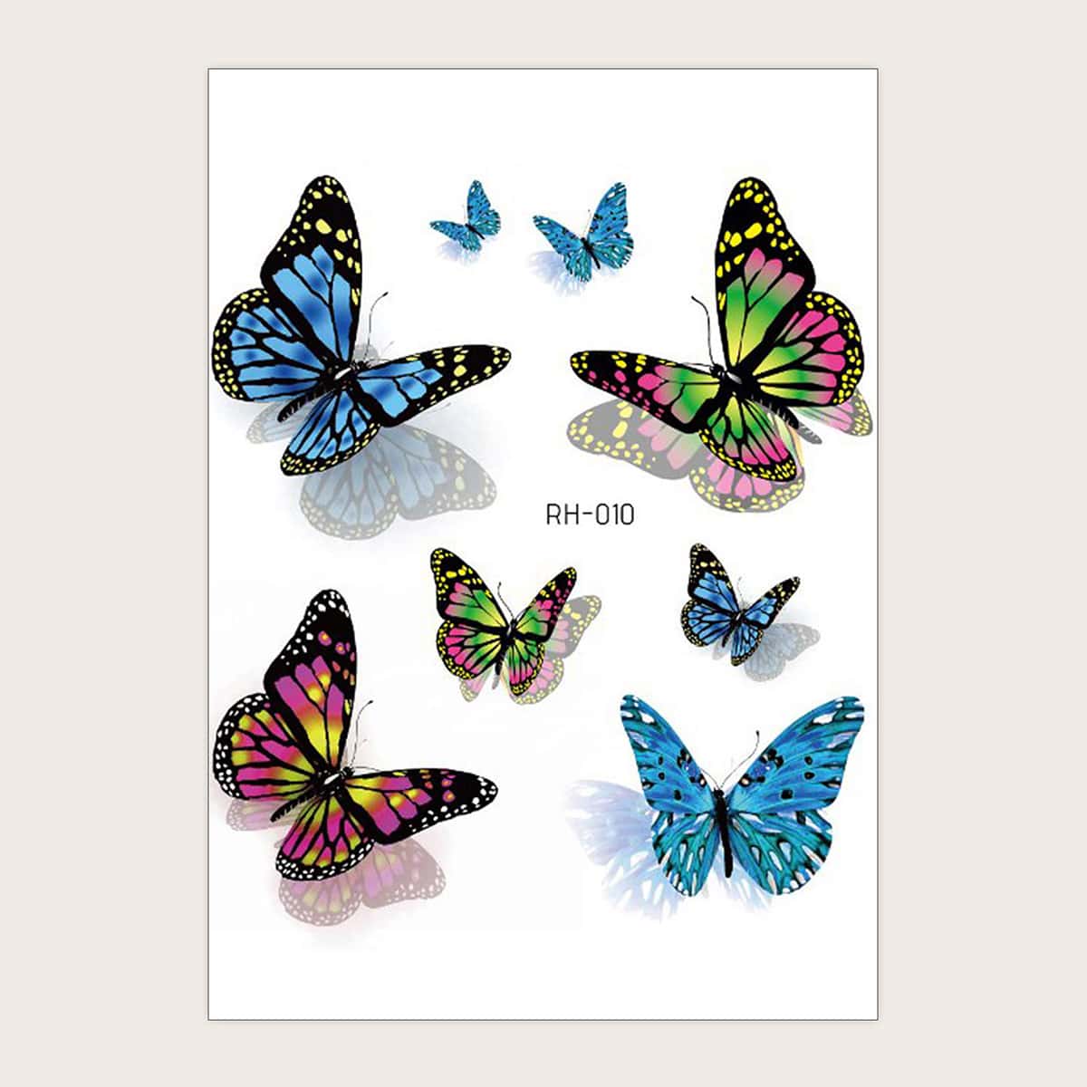 

1sheet 3D Butterfly Pattern Tattoo, Multicolor