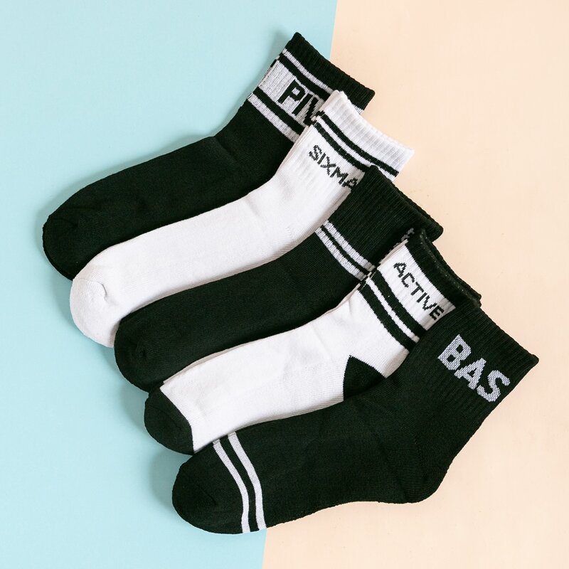 

5pairs Guys Striped Pattern Socks, Multicolor