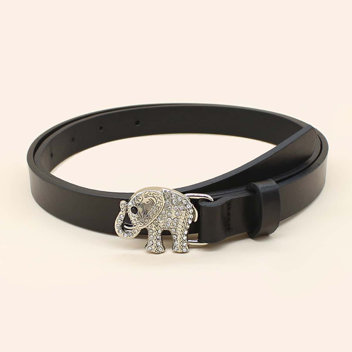 

Elephant Buckle Belt, Black