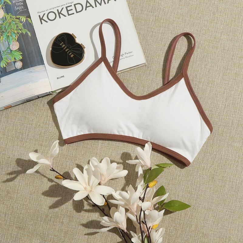 

1pack Contrast Binding Bralette, White