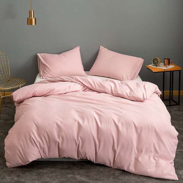 

Solid Color Bedding Set Without Filler, Baby pink