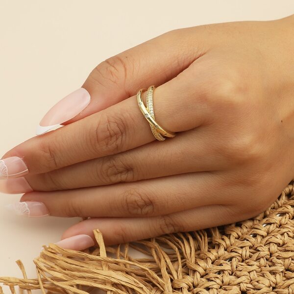 

Rhinestone Decor Ring, Gold
