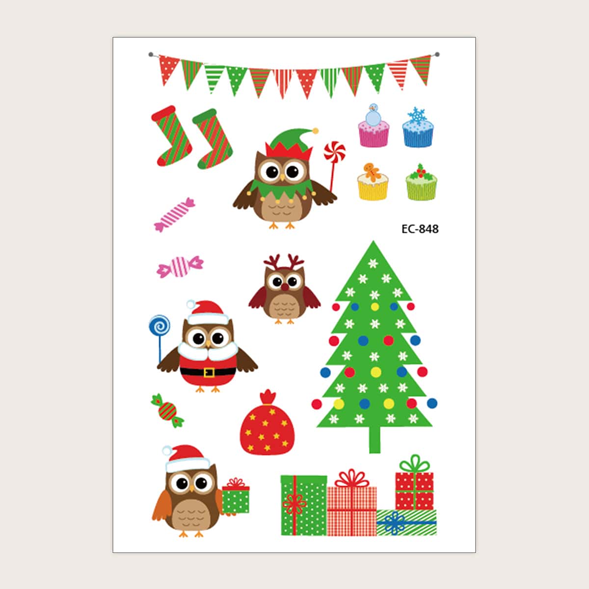

1sheet Christmas Pattern Tattoo, Multicolor