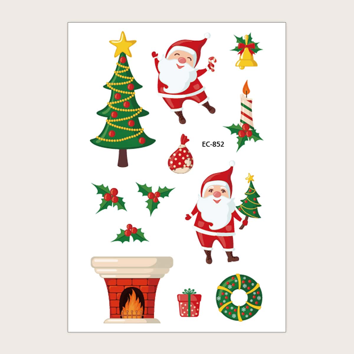 

1sheet Christmas Pattern Tattoo, Multicolor