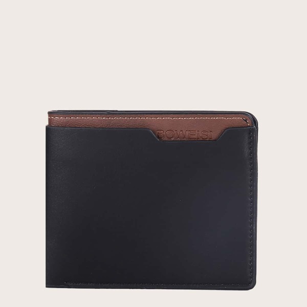 

Men Letter Graphic Purse With Card Holder, Black
