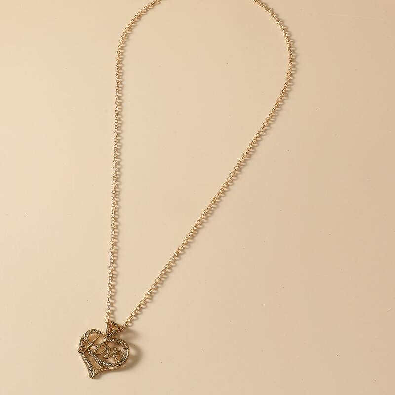 

Letter Heart Charm Necklace, Gold