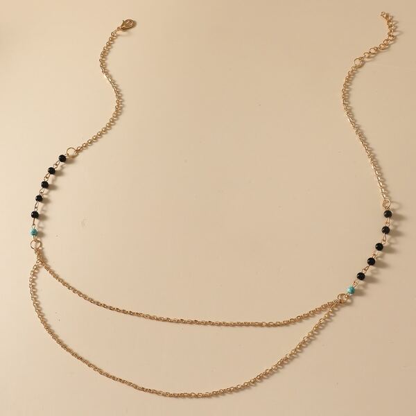 

Bead Decor Layered Necklace, Gold