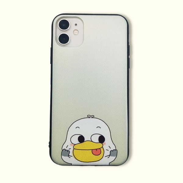 

Duck Cartoon Graphic iPhone Case, Beige