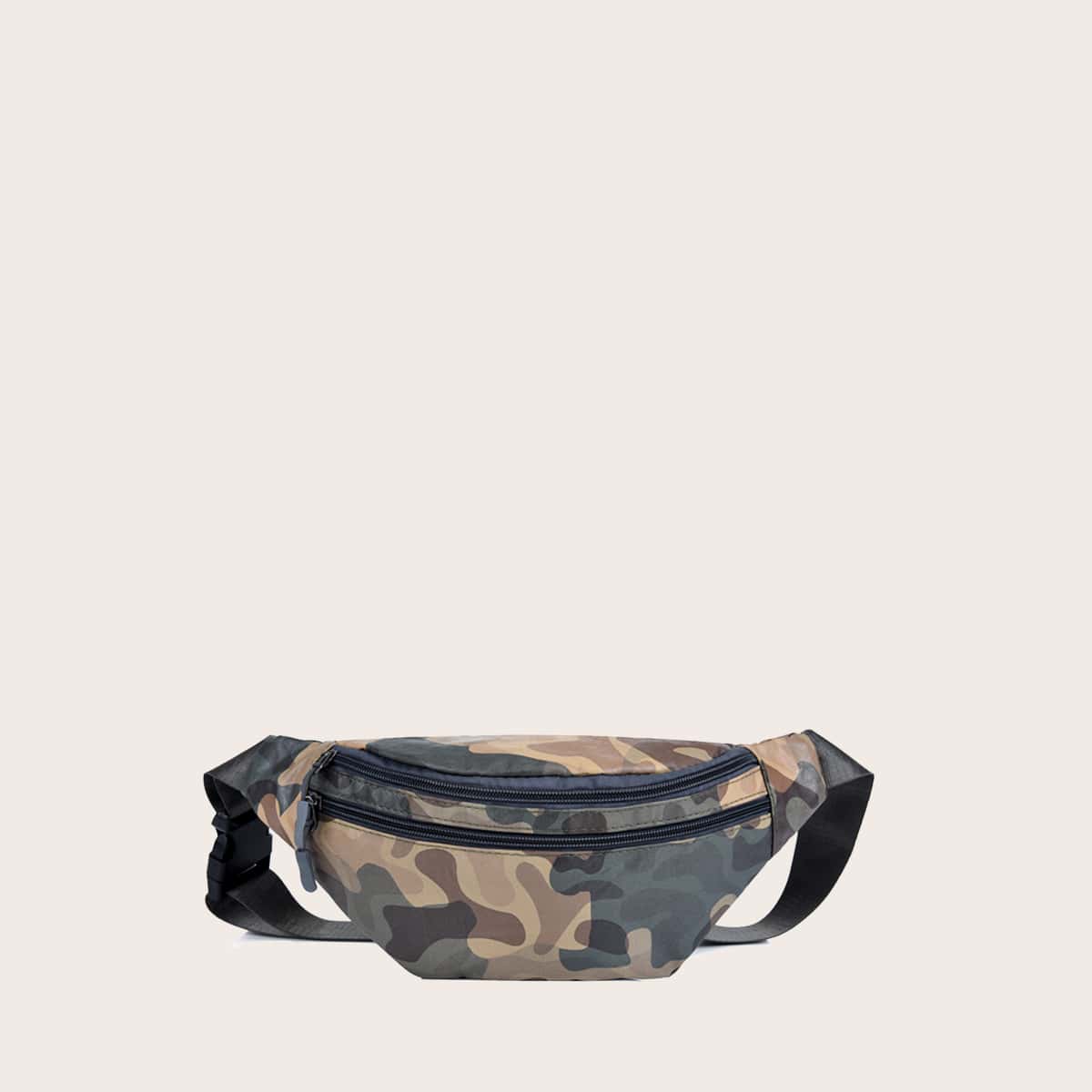 

Camo Zip Front Fanny Pack, Green