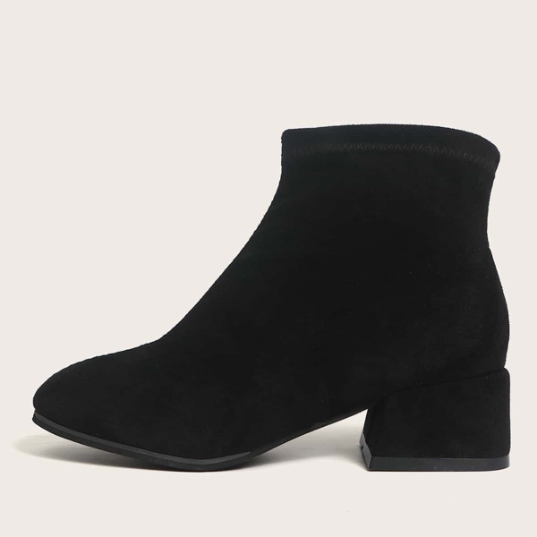 

Chunky Heeled Suede Ankle Boots, Black