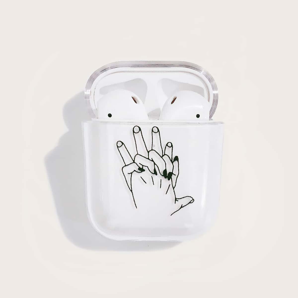 

Hands Print Clear Airpods Case