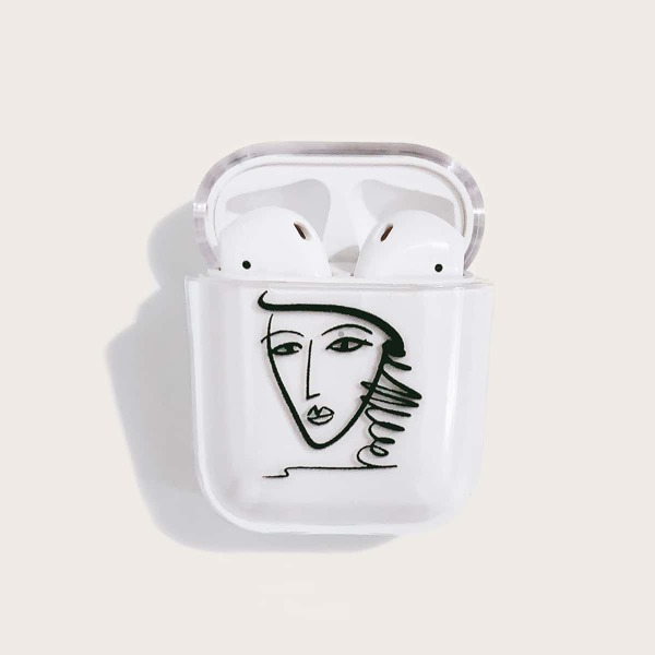 

Чехол для Airpods с принтом лица, Прозрачный